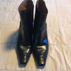 Black Ferragamo booties 3 inch heel